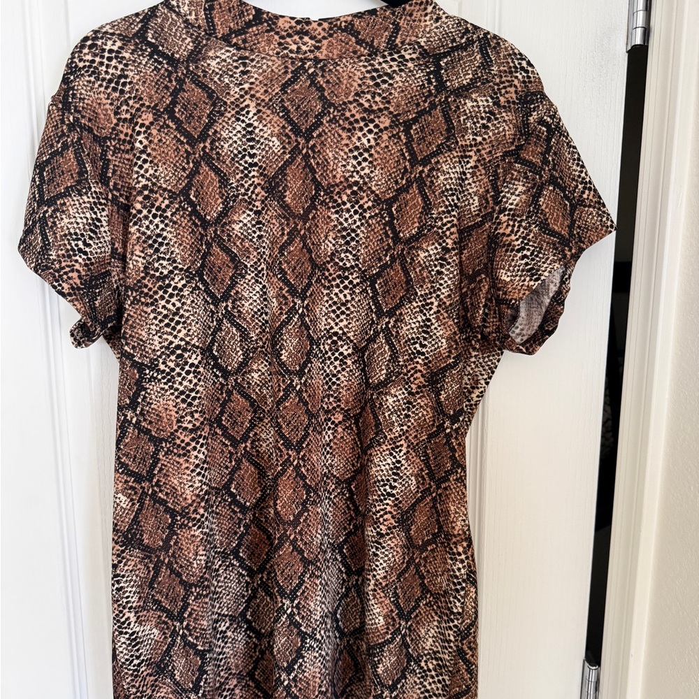 Ashley Stewart Brown Snake Print Dress